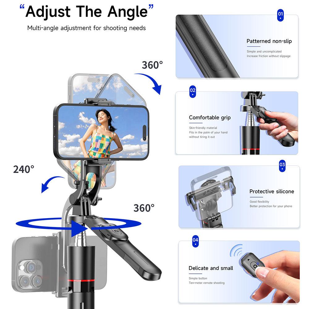 Stainless Steel Telescopic Selfie Stick Tripod Foldable Rotatable 360 Panoramic Shooting 1708mm Extended Length for Smartphone