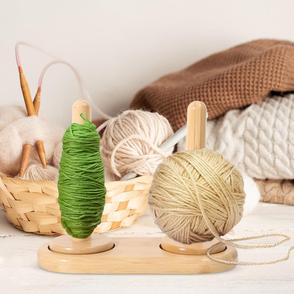 Yarn Holder Embroidery Thread Dispenser Double Bearing Wooden Yarn Holder Stand Storage Craft Tool For Beginners Home Sewing