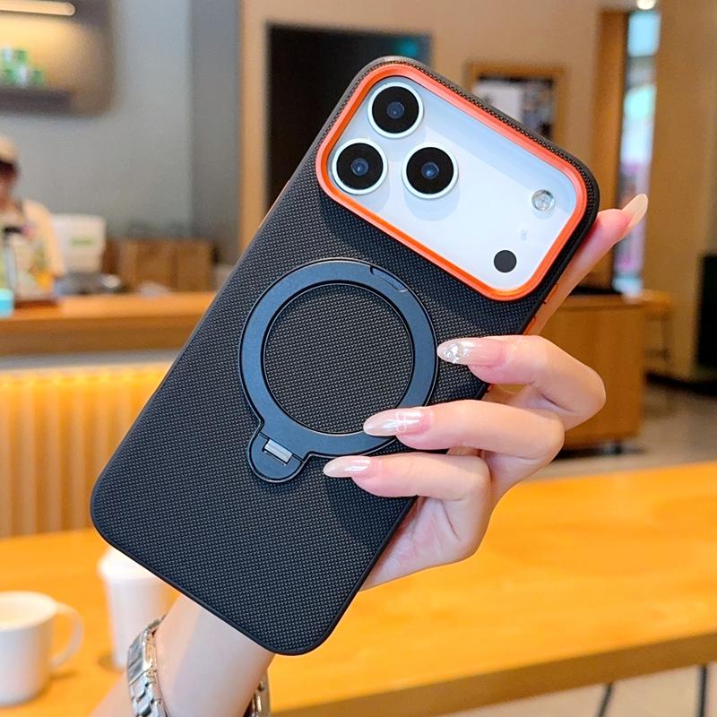 For Apple iPhone 17 17 Pro 17 Pro Max 17 Air  Solid Color Rotating Magnetic Stand Anti-drop and Anti-fingerprint Phone Case