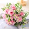 4 Pcs Artificial Rose Hydrangea Bouquet 26cm Silk Fake Flowers for Wedding Home Indoor Decoration