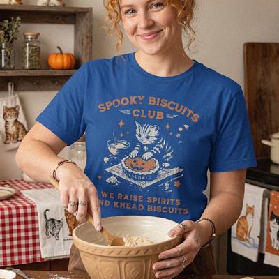 Vintage Halloween Cat Shirt, Spooky Biscuits Club Baking Tee