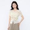 JOY SPEAKER Elegant Lace Hollow Short-Sleeve Blouse