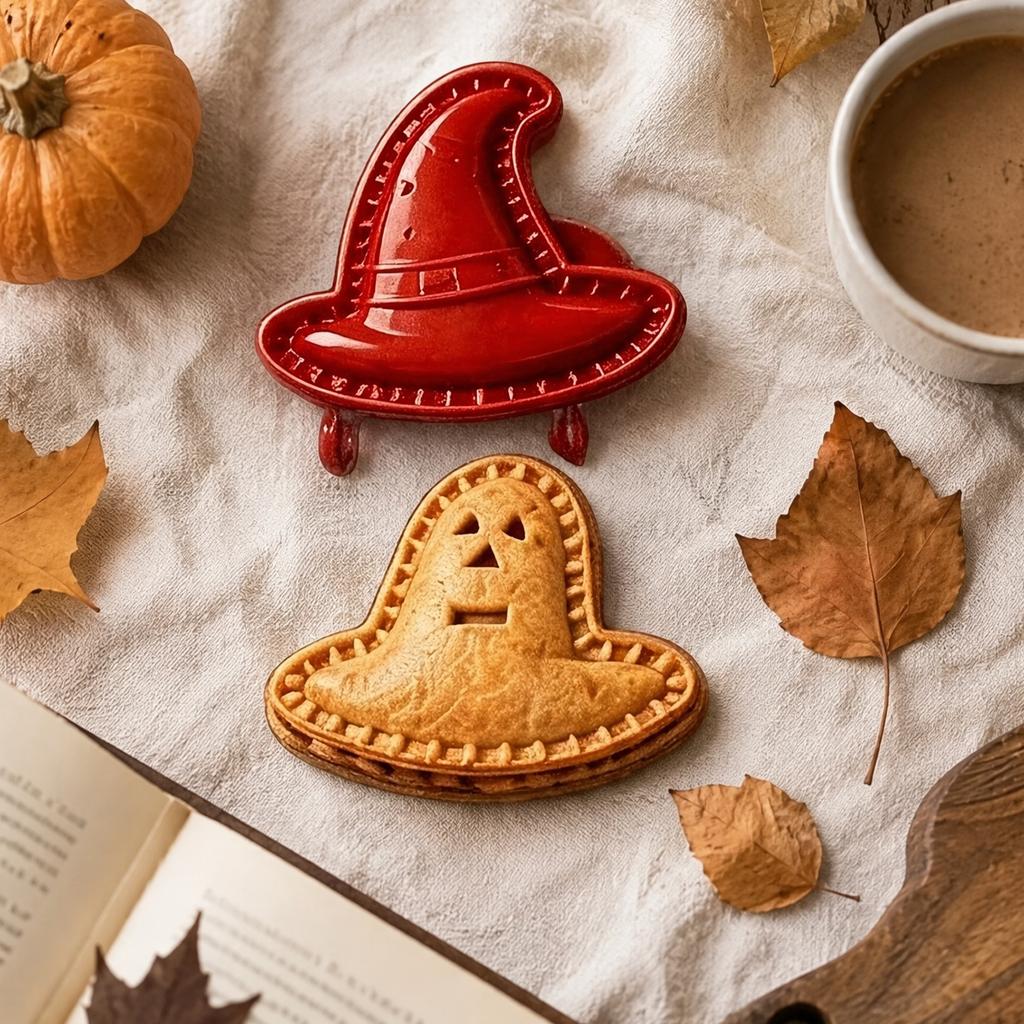 8 Spooky Shapes Halloween Mini Hand Pie Pumpkin Ghost Bat Skull Witch Hat Spider Web Haunted House Pastry Set