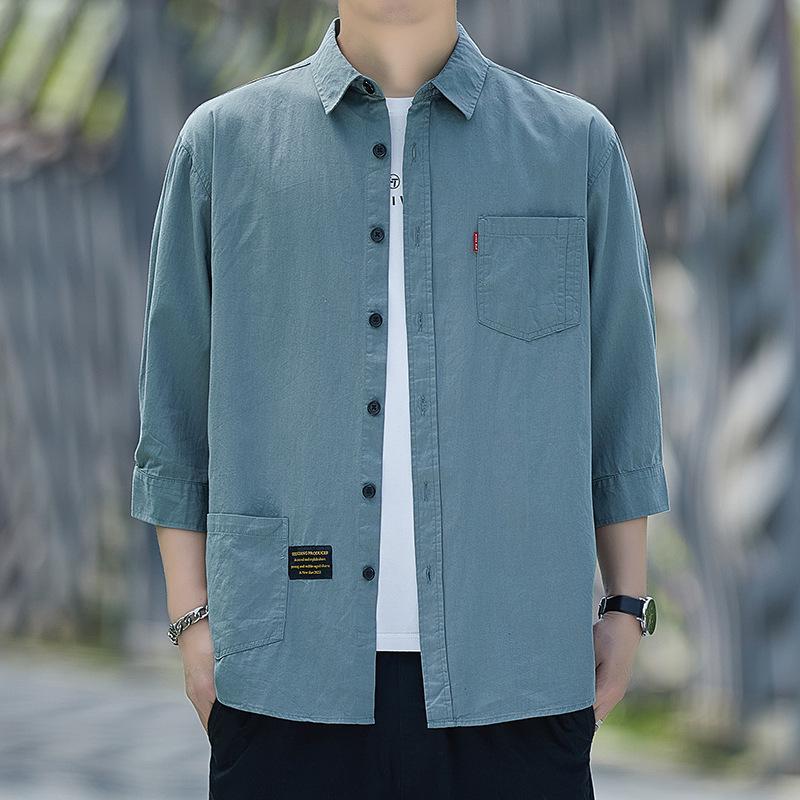 

Men s Pure Cotton Trendy Casual Workwear Short Sleeve Shirt 3XL