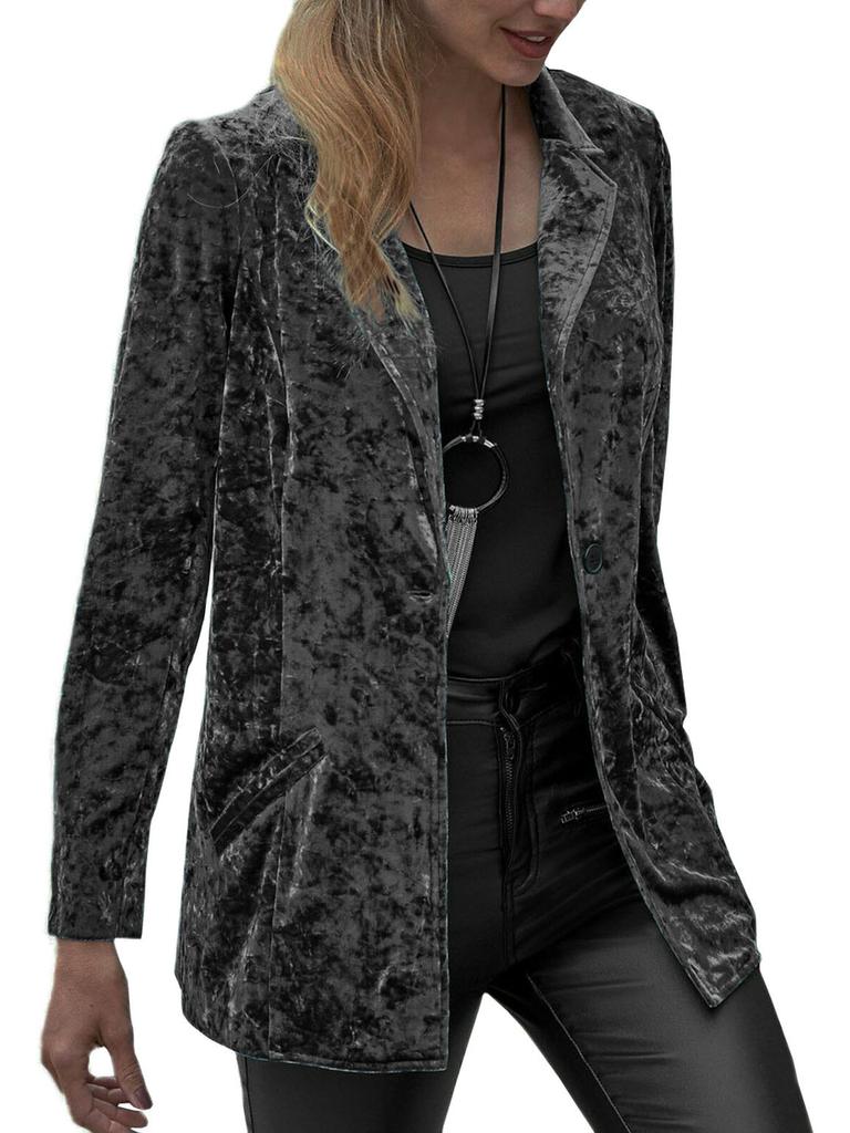 Spring/Autumn New Women's Suit, Hot Sale Women's One-Button Casual Velvet Blazer Jacket
