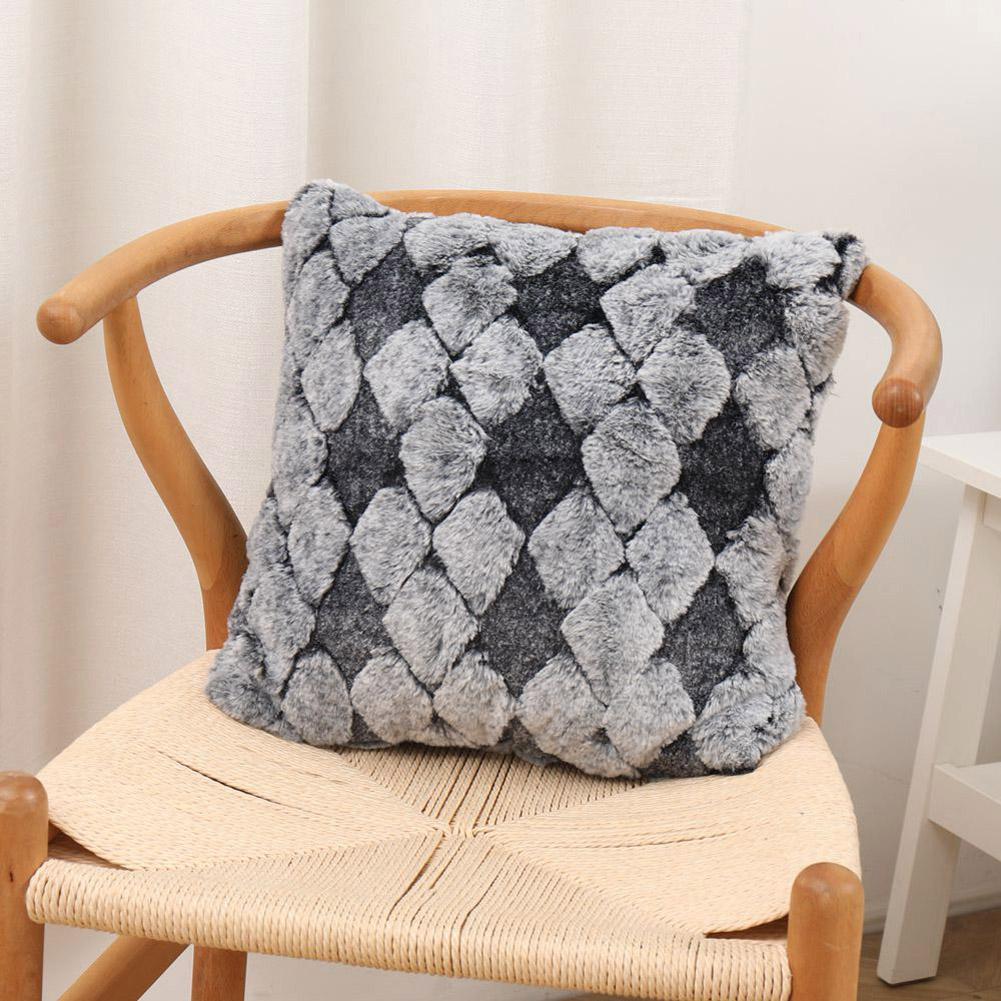 Nordic Imitation Wool Pillow Cover Diamond Lattice Plush Sofa Pillow Cushion Cover