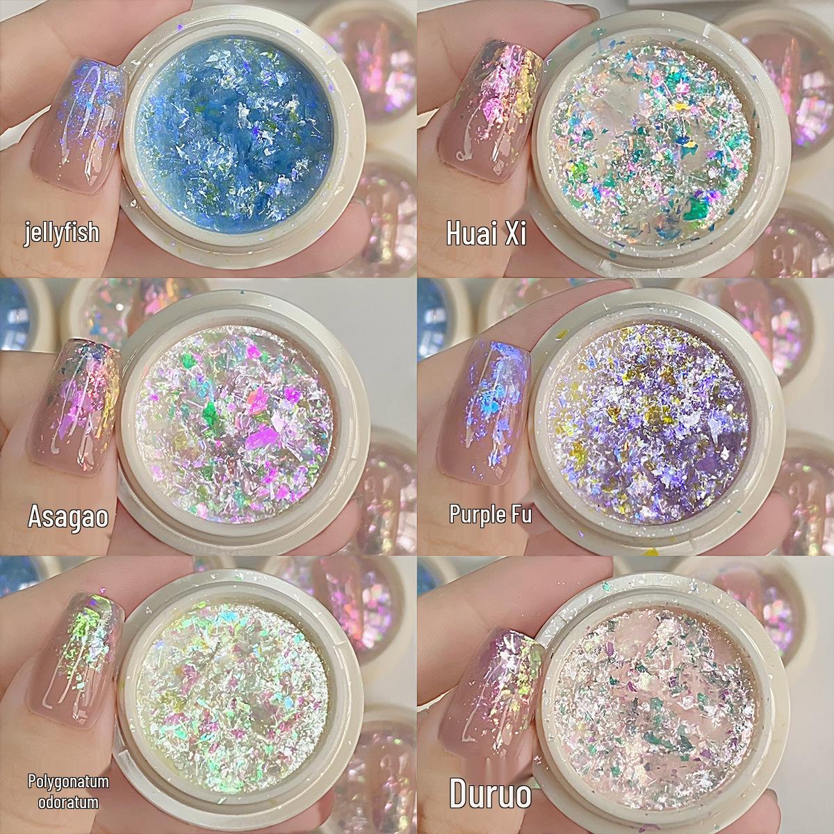 

Aurora Brocade Dreamy Iridescent Opal Powder & Velvet Flakes Nail Art Glitter