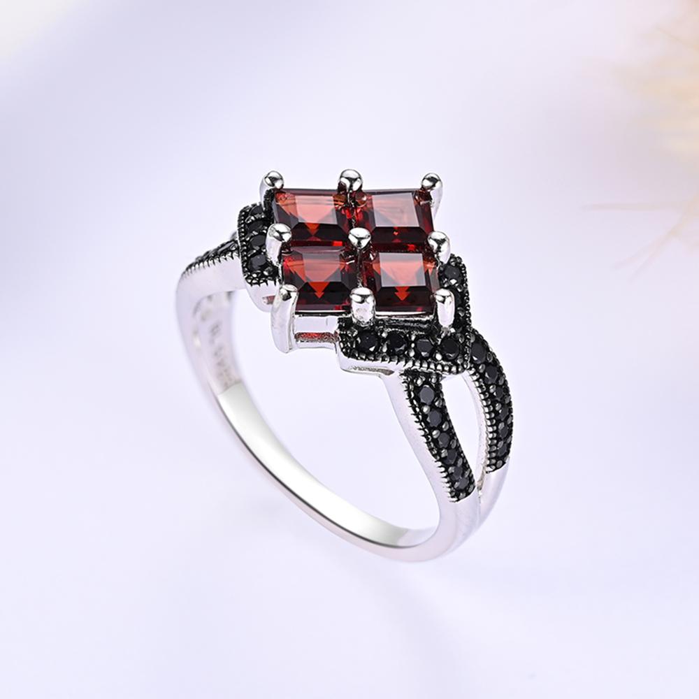 New arrival! unique ring with Natural Garnet gemstones Women's fine jewelry 925 sterling Silver