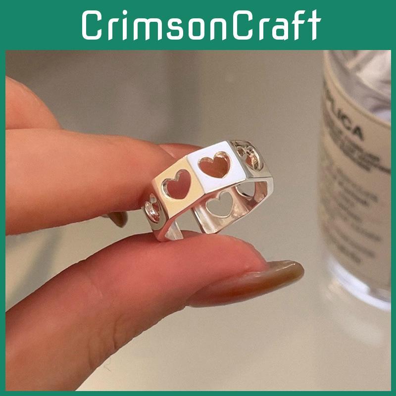 Korean Style Adjustable Heart Shaped Ring For Women Trendy Copper Fashion Accessory