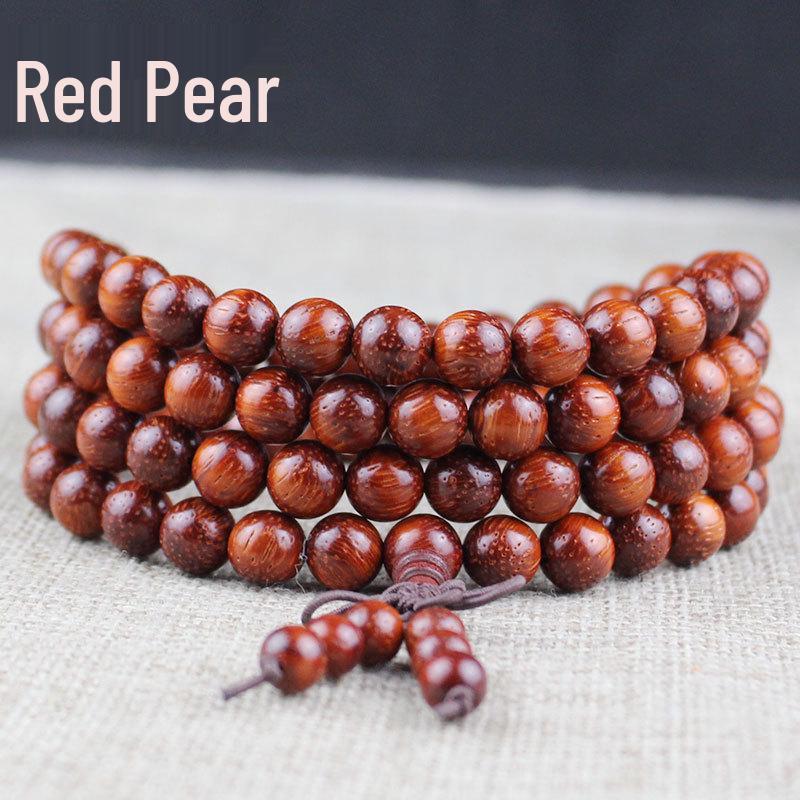 Golden Sandalwood Buddhist Prayer Beads Bracelet - 108 Beads, Wooden Wenwan Ornaments for Men, Women, Couples