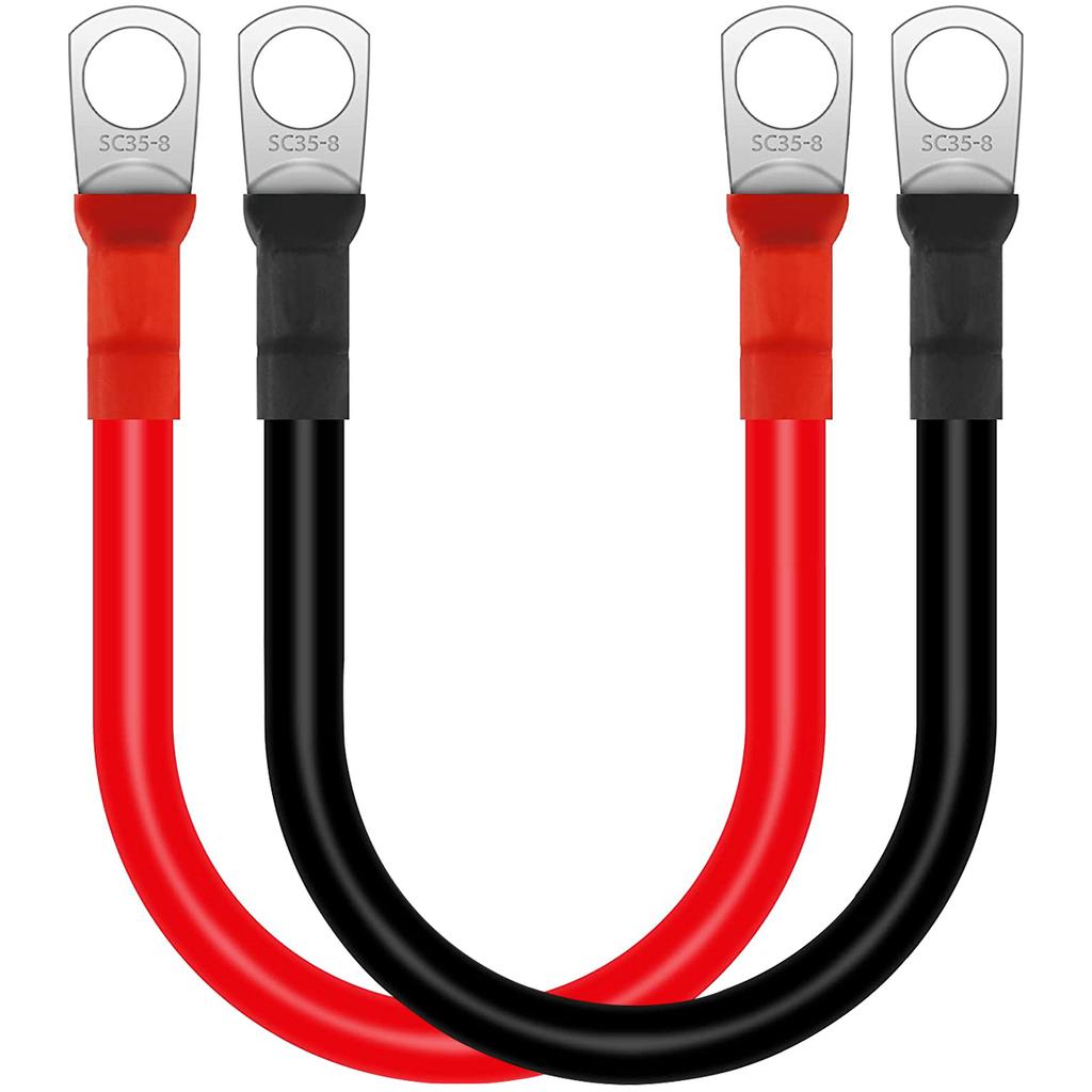 2Pcs Battery Inverter Cable 30cm 12V Copper Auto Battery Cable Waterproof Car Battery Leads  for Truck Motorcycle Solar RV Marin