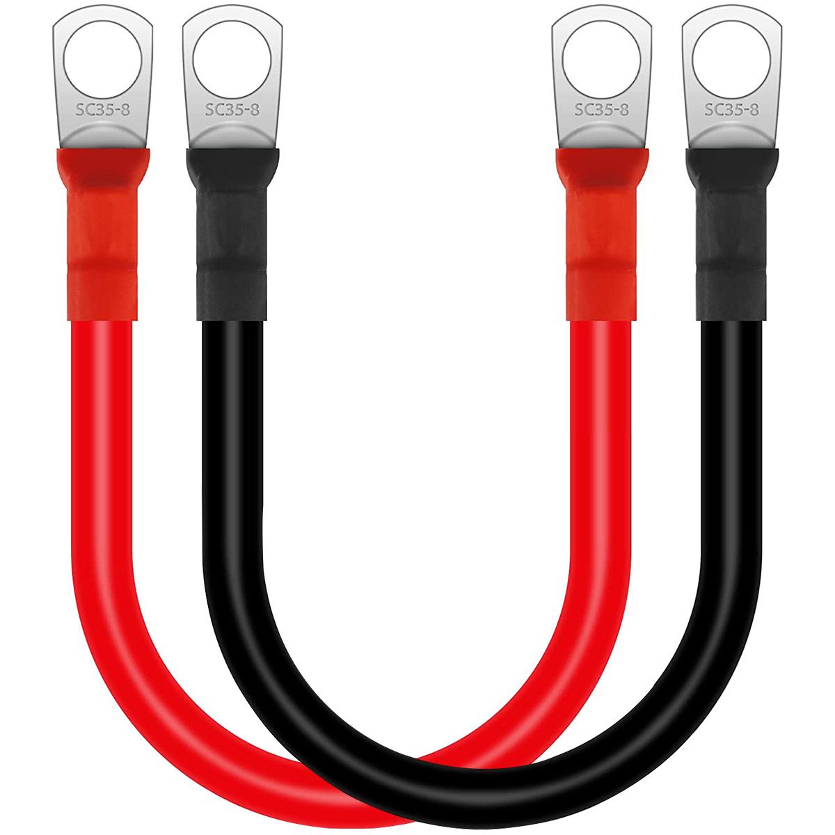 

2Pcs Battery Inverter Cable 30cm 12V Copper Auto Battery Cable Waterproof Car Battery Leads for Truck Motorcycle Solar RV Marin