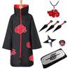 Akatsuki Red Cloud Cloak Set: Includes Naruto Cloak, Ring, Headband Accessories - Perfect for Halloween Costume