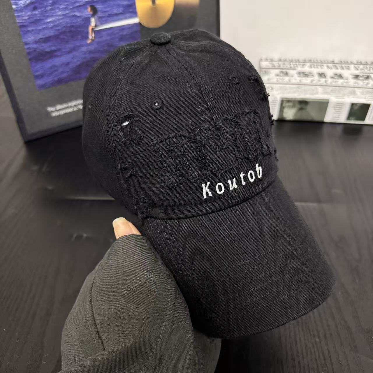 Korean style letter patch embroidered run baseball cap - unisex casual versatile duckbill cap - sun protection cotton hat L（58-60cm）