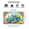 2D Easter Truck Photography Backdrop, Blue Truck with Colorful Eggs & Floral Photo Background