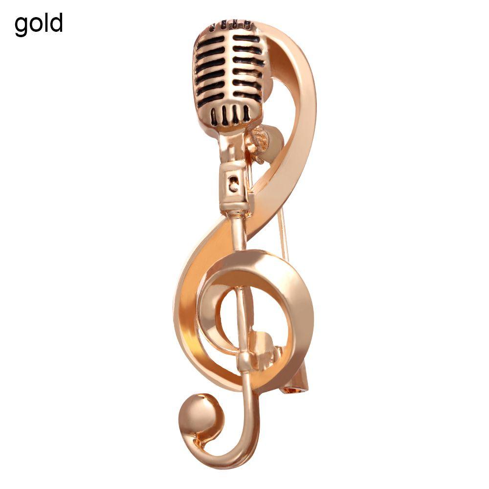 

Аксессуары Значок Серебро DIY Украшение Заколки для воротника Микрофон Нота Золото Винтаж Брошь Заколки золотой