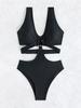 Solid Color Slim Fit Sexy One Piece Bikini Swimsuit Women Fashion Beach Vacation Elegant Swimwear