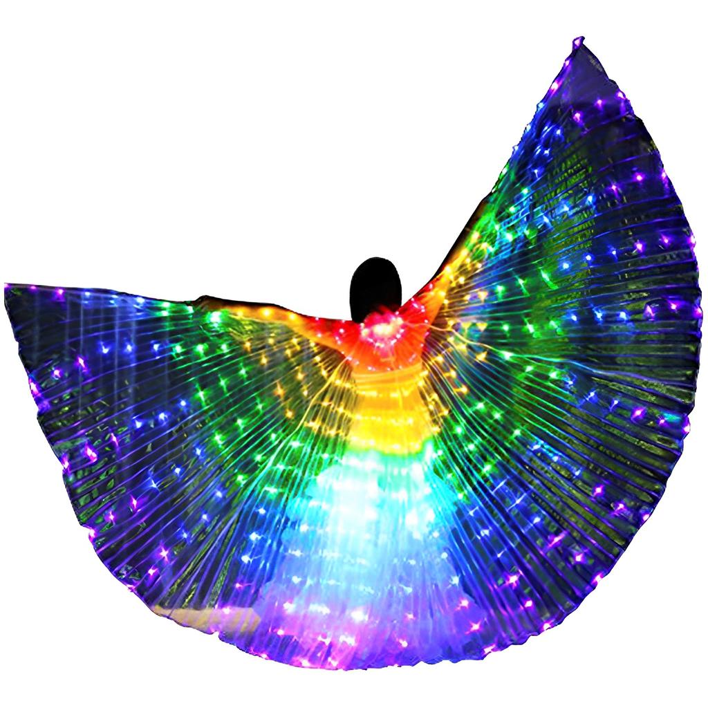 LED Isis Wings, Belly Dance Wings, Light Up White LED Butterfly Wings, Glow Angel Dance Adults Child Performance Clothing