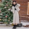 Women's Color Block Double-Faced Wool Coat & Midi Skirt Set - Autumn/Winter Fashion ZQ63.