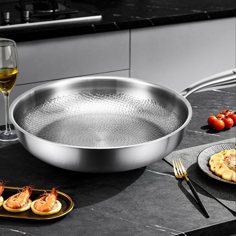 Frying Pan Pancake Pan with Lid Multi Functional Nonstick Cookware Titanium Hammered Skillet For Induction Cooktop Camping