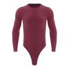 Body cu Mânecă Lungă pentru Bărbați, Piesă Unică, Leotard, Design cu Gât Rotund, Nasturi Presați, Imbrăcăminte Casual la Modă