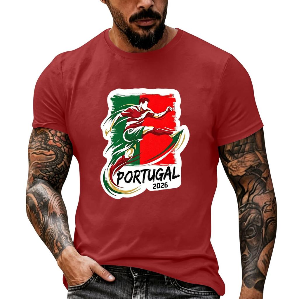 Men's Short Sleeve Crew Neck T-Shirt Soccer Graphic Print Casual Fit Lightweight Soft Fabric Comfortable Wear