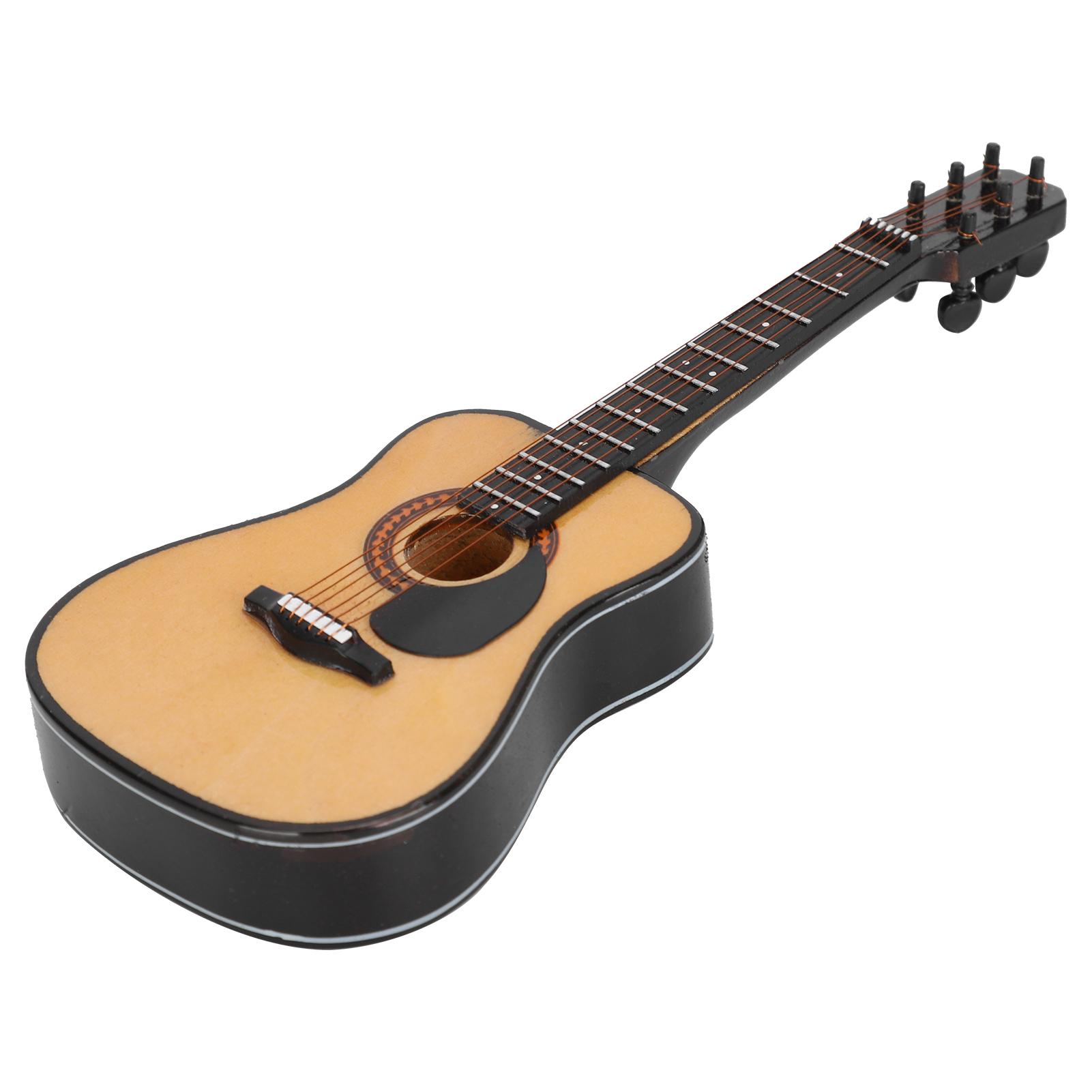 

Миниатюрный музыкальный инструмент деревянная модель гитары кукольный домик украшение с футляром и подставкой