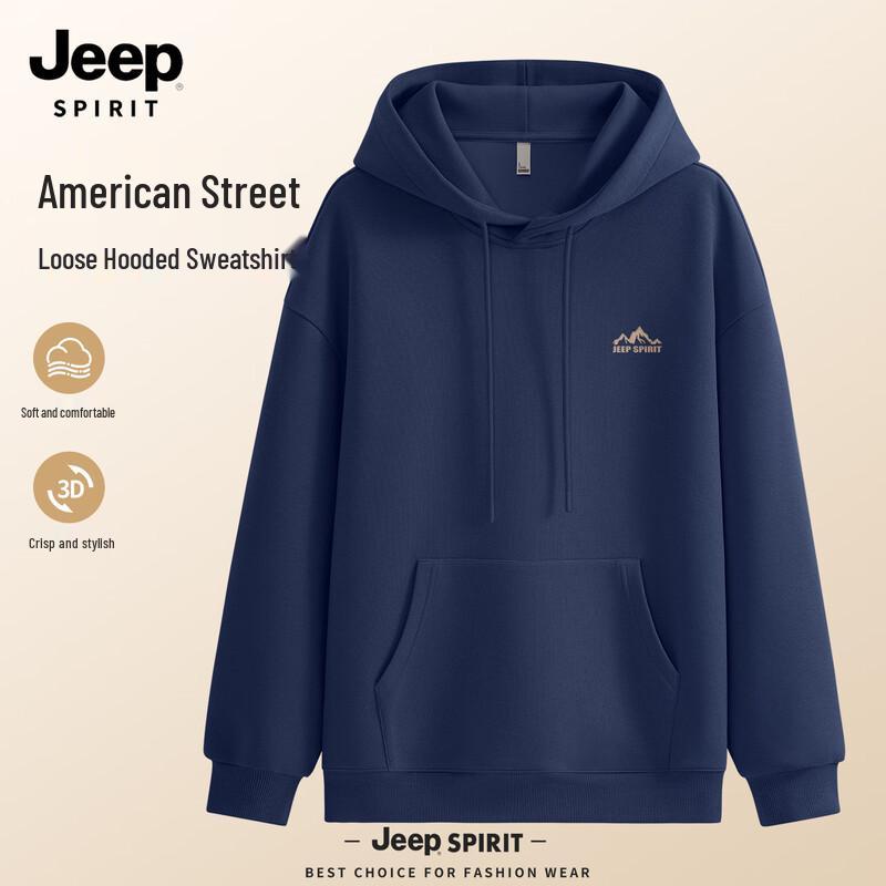 JEEP SPIRIT Men s 2025 Autumn Loose Fit Pullover Hoodie 3XL