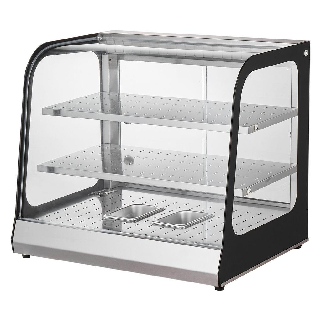 2-Tier Commercial Food Warmer Display Countertop Pizza Cabinet with Tong