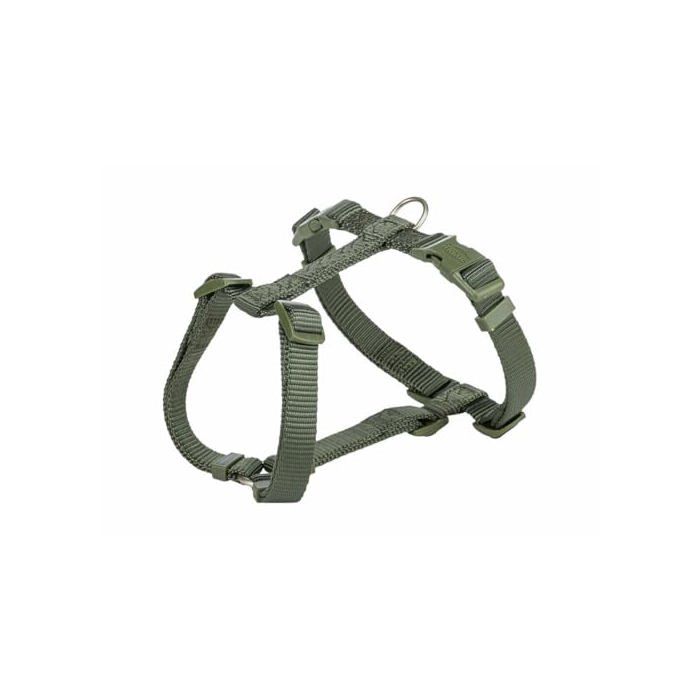 Harnais pour chien réglable - S-M - 42-60 cm - 15 mm - Vert olive - Nylon - Boucle - Sangle plate - Durable - Léger
