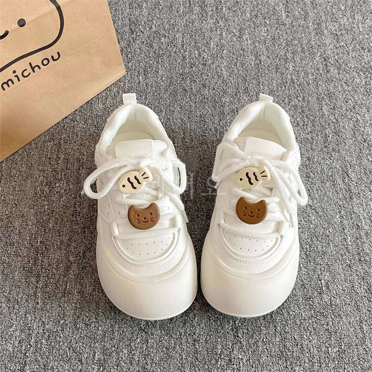 

2025 new spring and autumn mesh breathable board shoes women s ins trendy thick-soled white shoes student niche bread shoes 35 белый