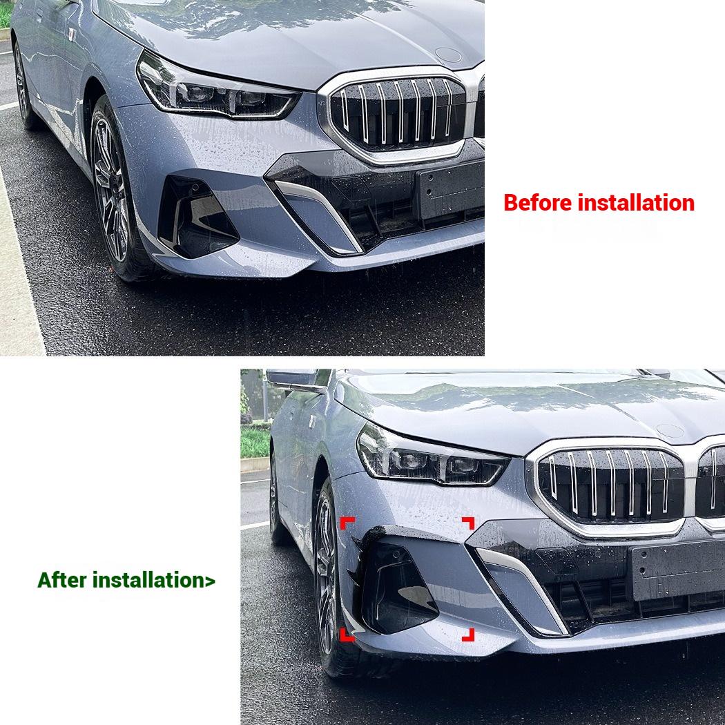 Car Carbon Fiber Front Bumper Splitter Spoiler For BMW 5 Series I5 G60 G61 2025+ M Sport Fog Lights Decorative Cover accessorie