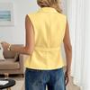 Womens Button Down Shirts Summer Sleeveless Belted Blouse Button Down Tank Top Casual Collared Blouse Top