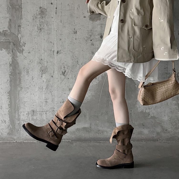 Korean Network Explosion Retro Pile Boots Belt Buckle Knight Boots Women s Skinny Thick Heels But Knee Western Cowboy Boots 39 15370₽