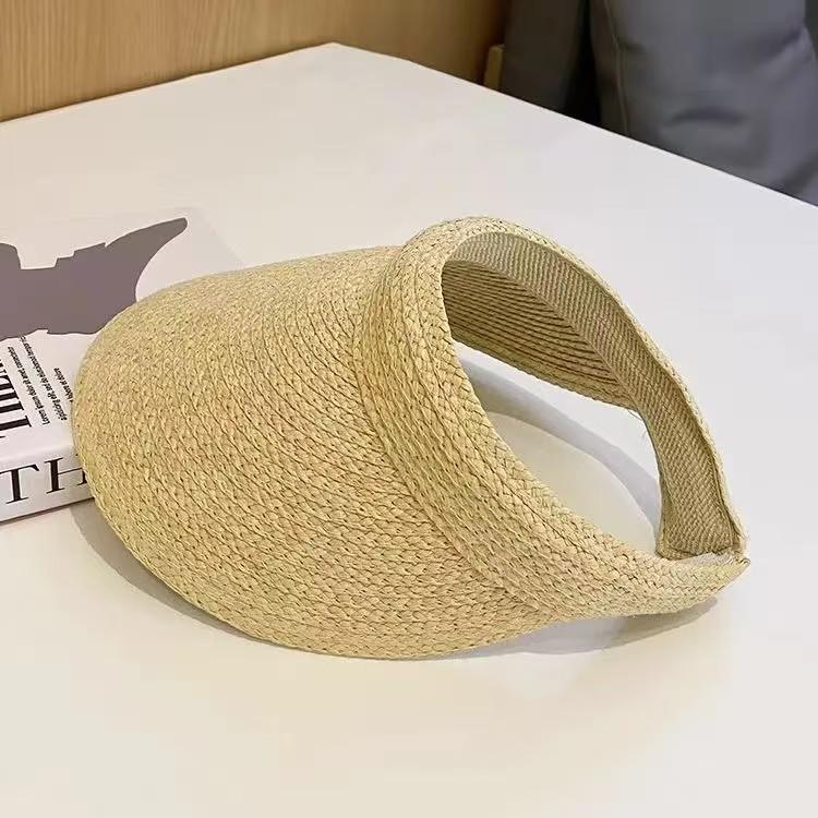 Korean Style Foldable Wide-Brim Straw Hat - Women's UV Sun Protection