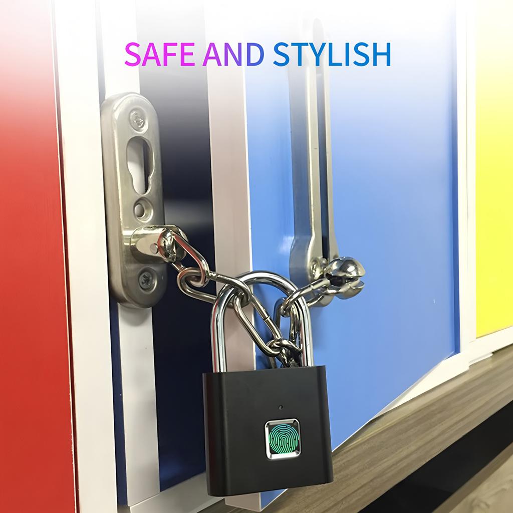 IPX4 Waterproof Smart Fingerprint Padlock Type-C Rechargeable Keyless Security Lock for House Gate Cabinet