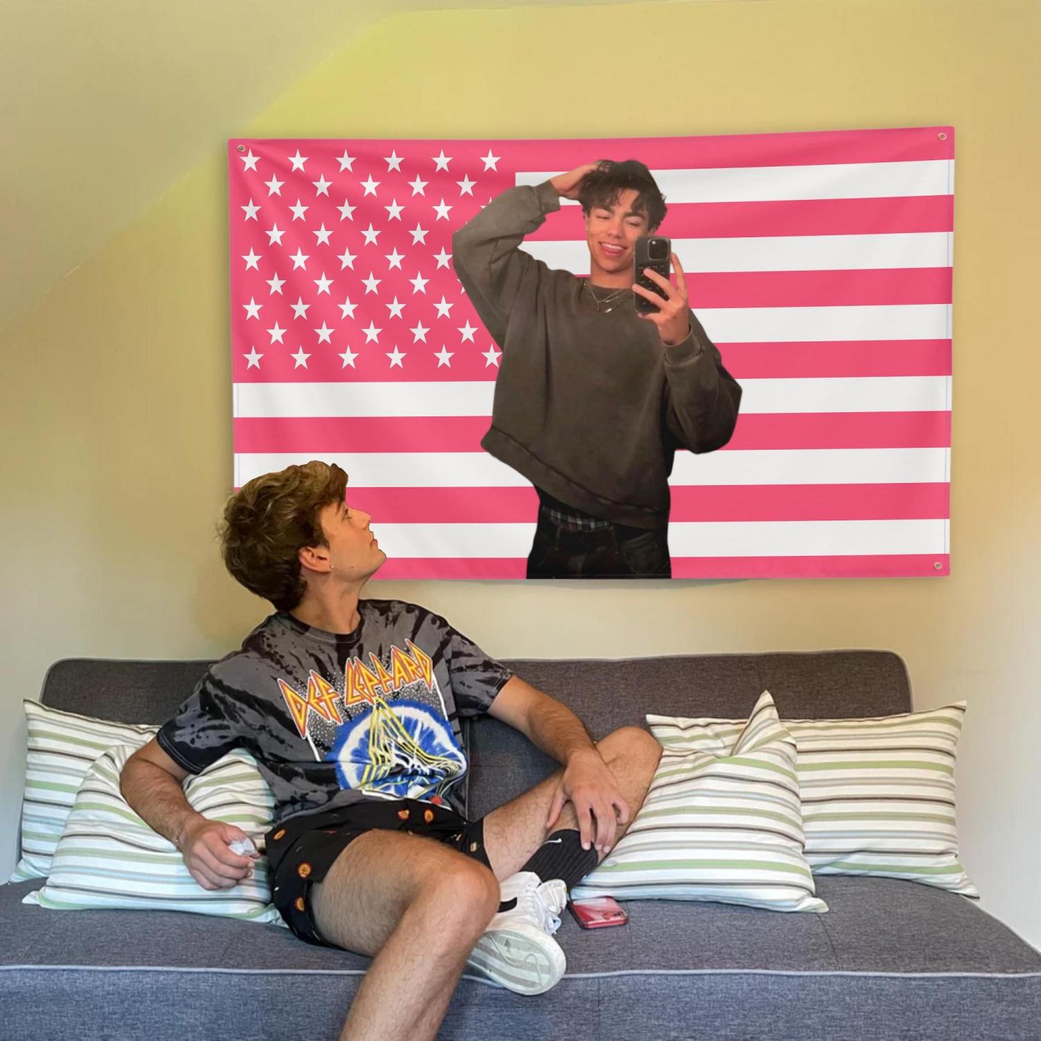 Textilien Unisex Pink Malachi Barton Flag Tapestry Aesthetic Star Wall Art Cute Fan Gift
