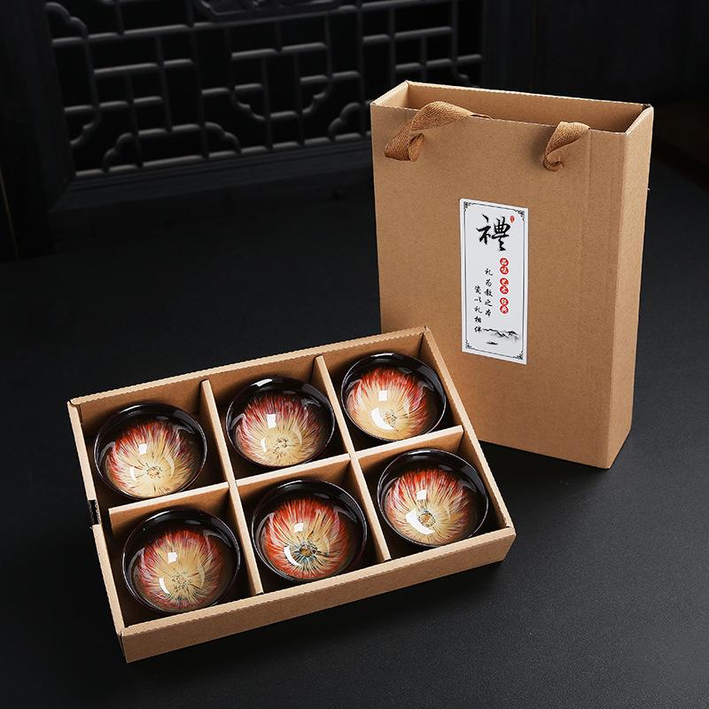 Ceramic Blue and Douli Set White Porcelain Hand-painted Household Kung Fu Tasting Bowl Tea Cup Kiln Ch