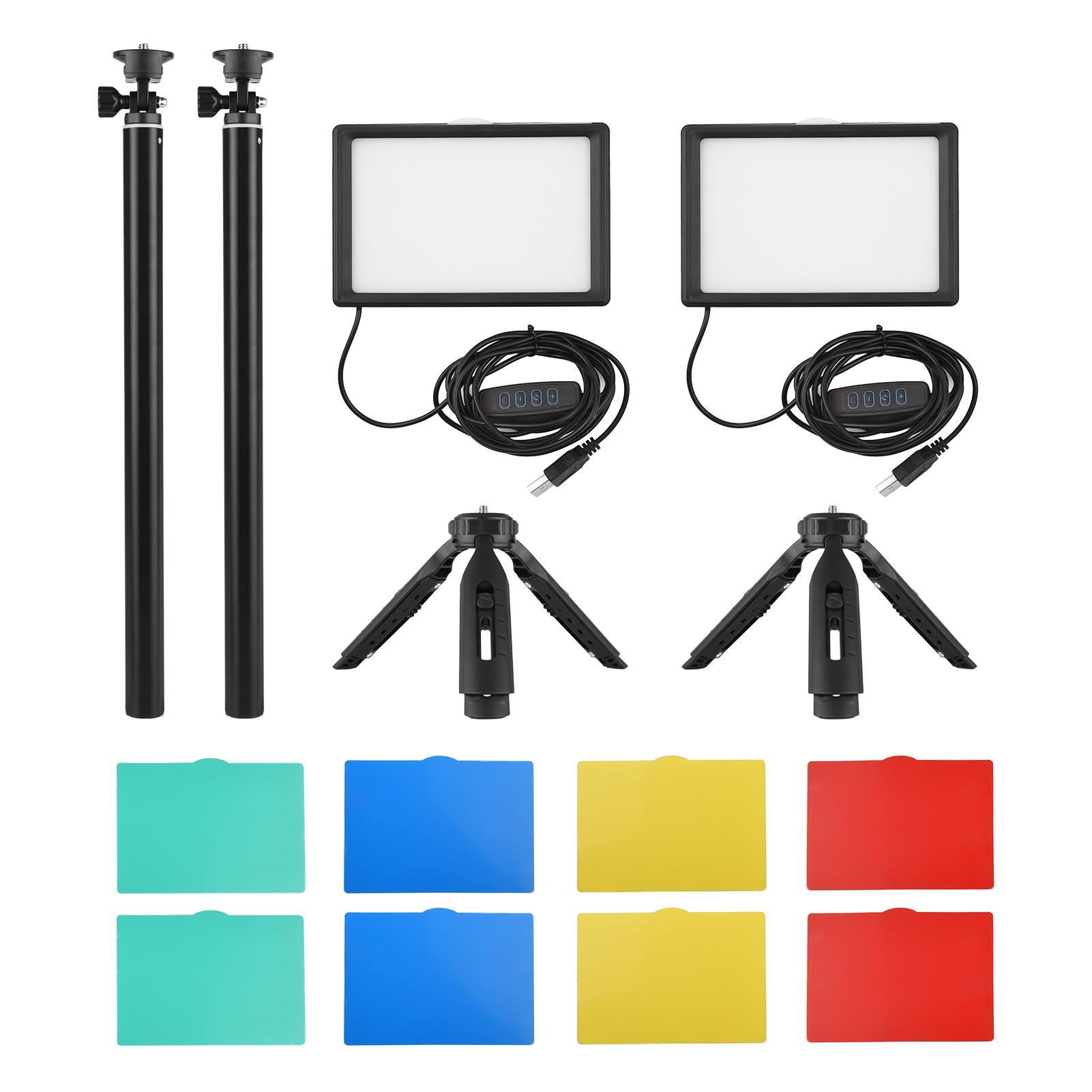 

Andoer 2pcs LED Video Light 3200K-5500K Kit Photography Lighting with 148cm Height Tripod Stand 5pcs Filters for Live Streaming