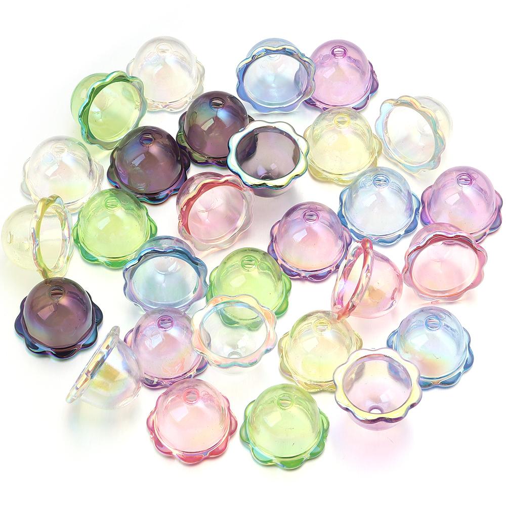 6pcs Transparent Wind Bell Beads Colorful Acrylic Petal Beads For Jewelry Making DIY Charms Pendant Phone Key Chains Accessories