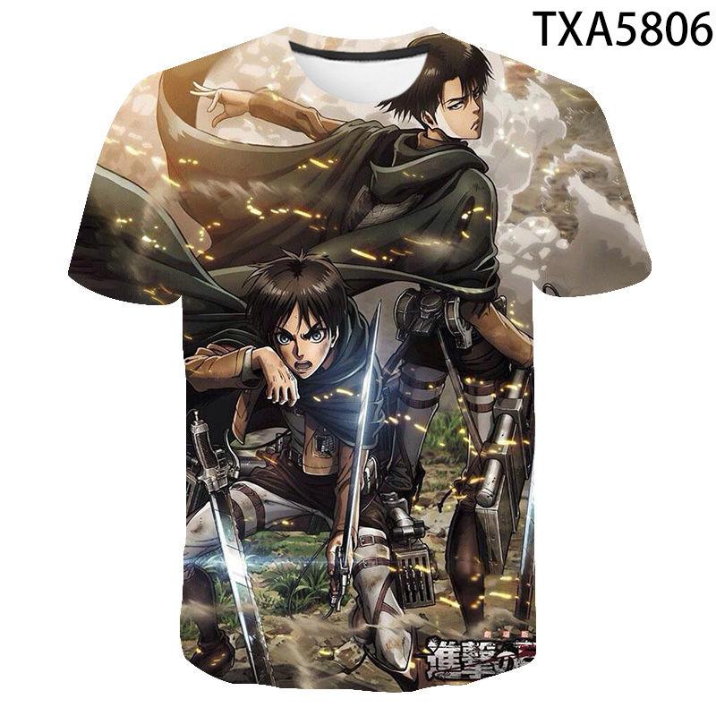 Attack on Titan 3D Digital Print T-Shirt for Men Boys, Anime Graphic Tee, Breathable Polyester Short Sleeve, Casual Streetwear Tops