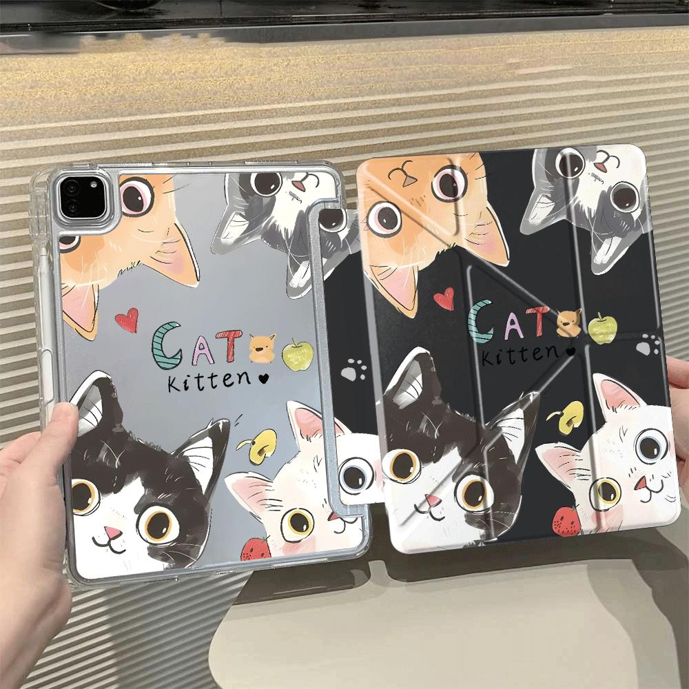 Cartoon Cute Cat Tablet Case For iPad Air 4 5 M3 M2 1 2 M4 11inch Pro 11th 10th 9th 8th 7th 12.9inch Mini 6 7 Pro 2025 Y-Fold