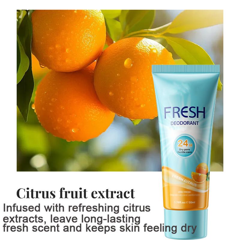 Fresh Citrus Anti-Perspirant Deodorant Cream 50ml – 24H Odor Control & Gentle Sweat Protection Citrus fruit extraet