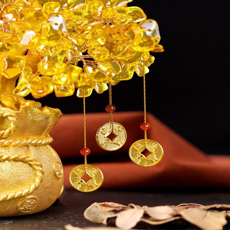 Lucky Money Tree Bag Car Interior Ornament Feng Shui Wealth Symbol Bringing Abundance and Positive Energy Home onesize золотой