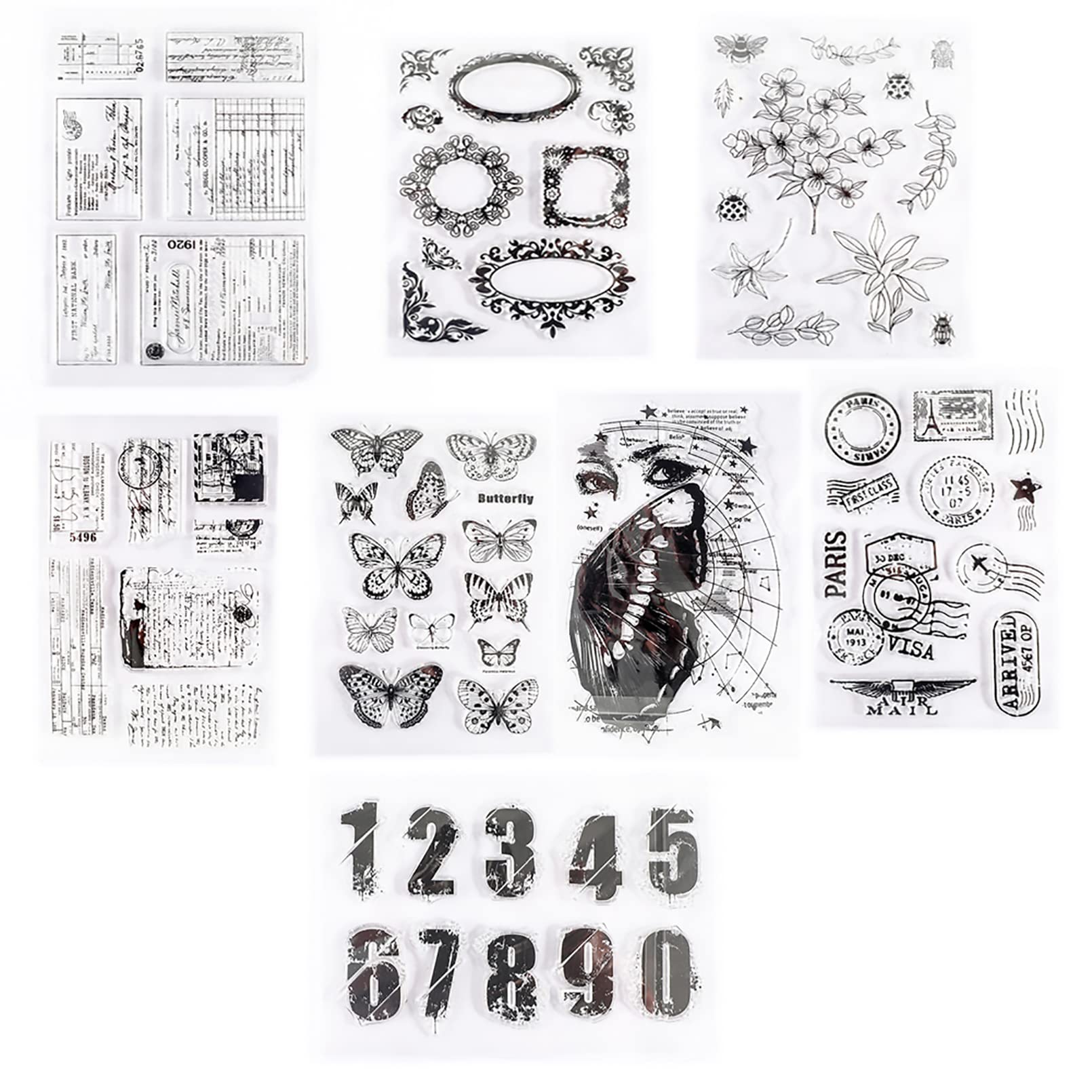 

TSUBASI Rubber Clear Transparent Rubber Silica Gel Transparent DIY Birthday for Accessories A Stamp, Stamp, Stamp, Sheet, Plant, Flower, Moon, Stamp,