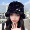 White fluffy fisherman hat children autumn and winter 2025 new velvet warm versatile plain bucket basin hat