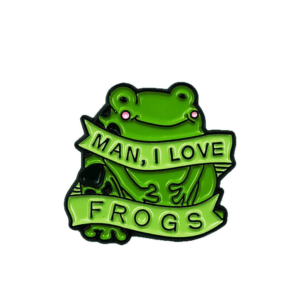 Creative Cute Cartoon Frog Brooch -  I Love Frog  Metal Badge