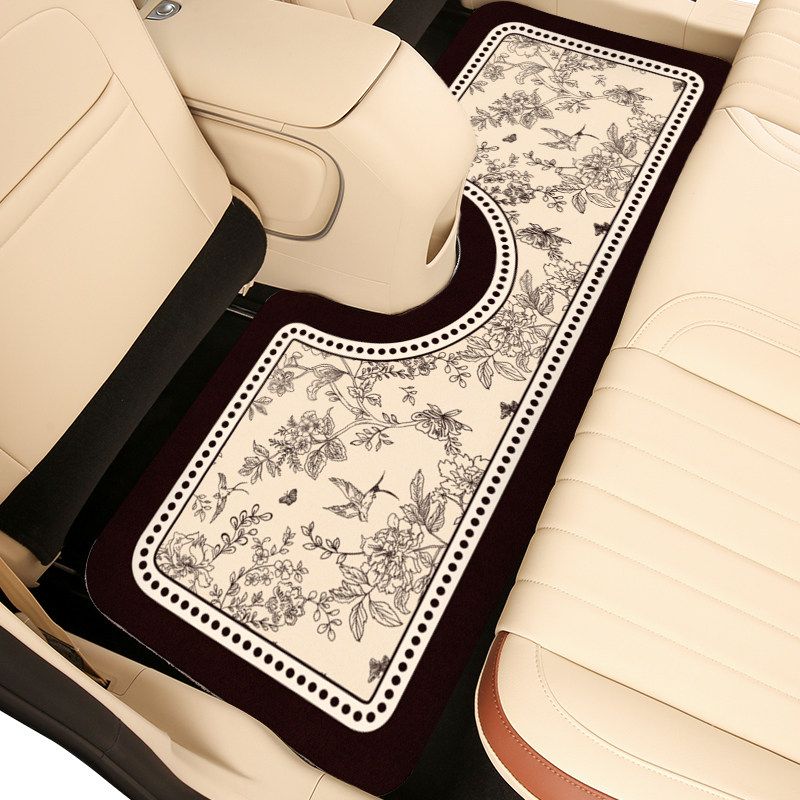 Mats, Retro French-Style Interior Decorative Mats, Non-Slip, Water-Absorbent, Easy-To-Clean Mats, Can Be Cut to Fit, Semi-Enclosed Car Floor Mats