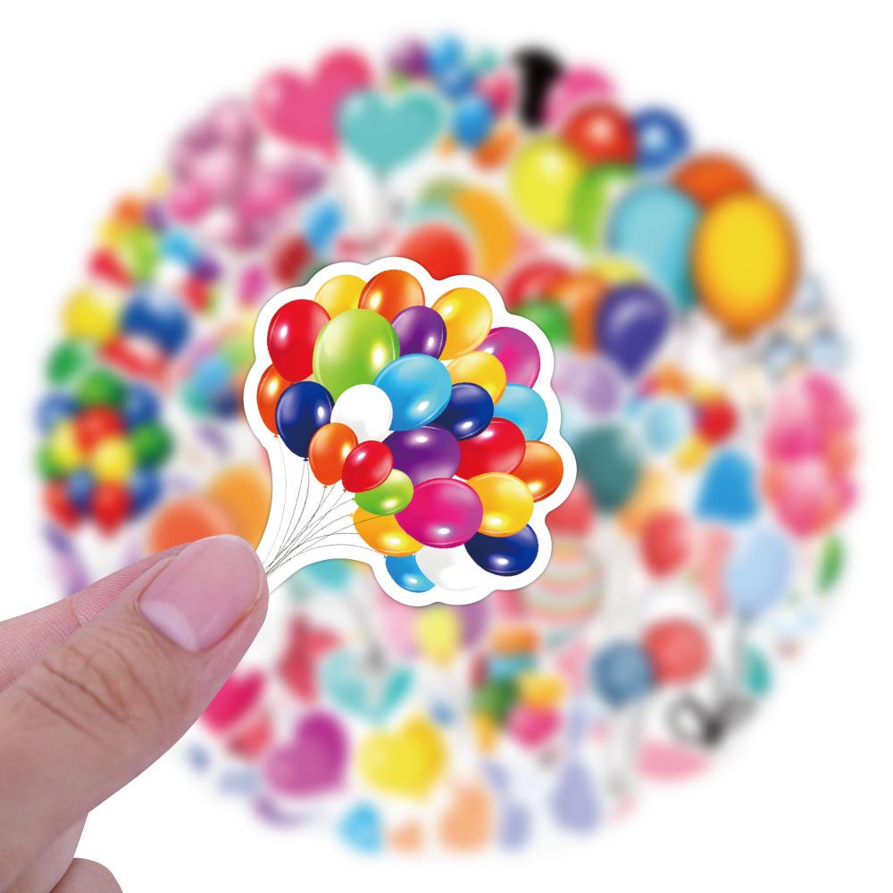 60 Colorful Cartoon Balloon Stickers - DIY Journal Decor, Waterproof for Water Bottles and Computers