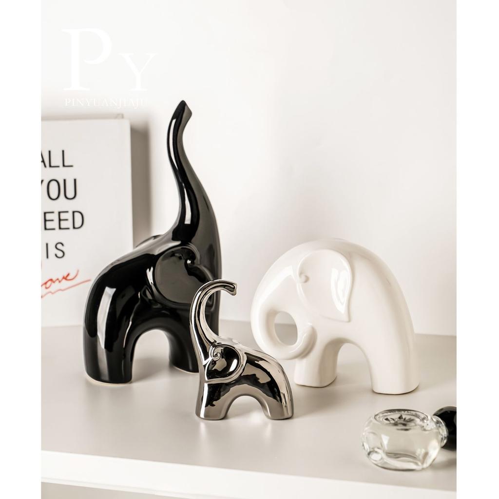 Statua di Elefante in Porcellana, Scultura Animale Minimalista per Soggiorno, Decorazione di Lusso per la Casa, Elemento Decorativo per Mobile TV e Bar